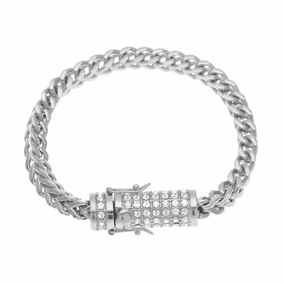Men's Iced Out Link Chain Rhinestone Bracelets