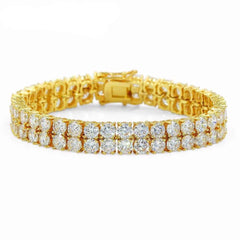 Men's Iced Out Two Rows Cubic Zirconia Bracelets