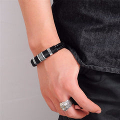 Men's Braided Leather Bracelet with Magnetic Clasp