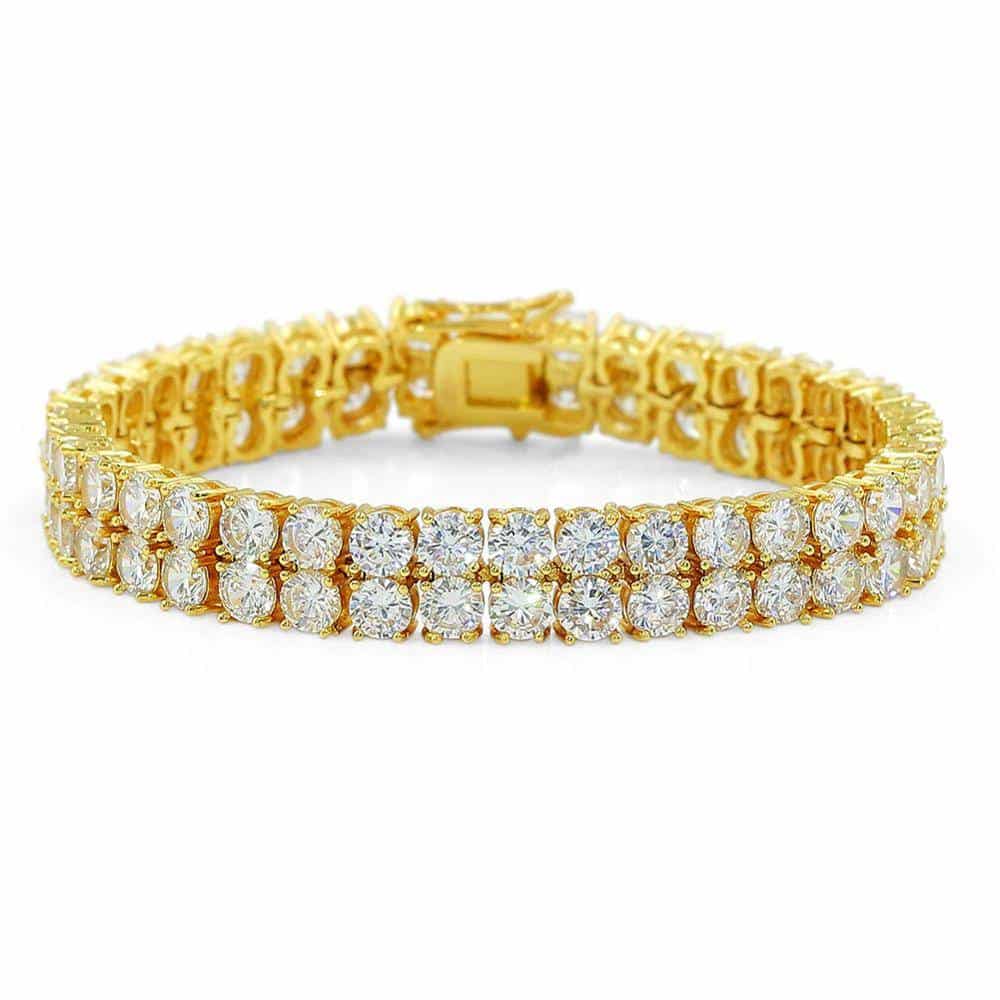 Men's Iced Out Two Rows Cubic Zirconia Bracelets