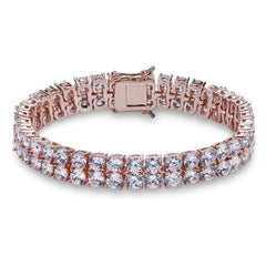 Men's Iced Out Two Rows Cubic Zirconia Bracelets