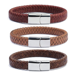 Genuine Leather Braided Magnet Men's Bracelets