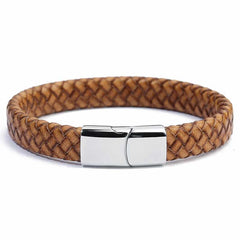 Genuine Leather Braided Magnet Men's Bracelets