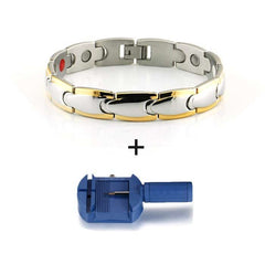 Men's Gold and Silver Stainless Steel Magnetic Bracelet