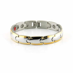 Men's Gold and Silver Stainless Steel Magnetic Bracelet
