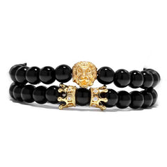 Men's Lion Decorated Charm Bracelet