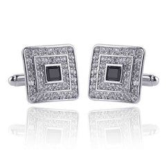 Men's Luxury Rhinestone Crystal Square Cufflinks