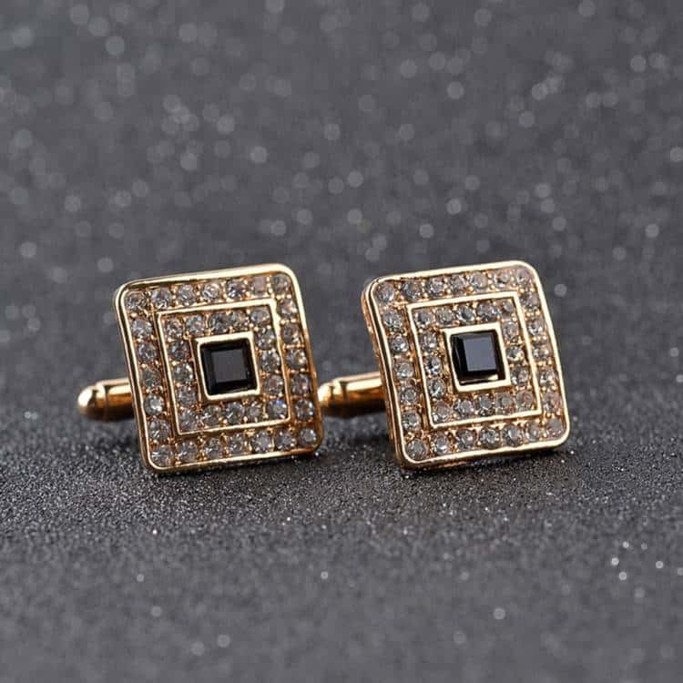 Men's Luxury Rhinestone Crystal Square Cufflinks