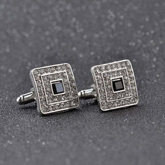 Men's Luxury Rhinestone Crystal Square Cufflinks