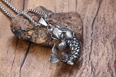 Classic Titanium Necklace with Fish Pendant