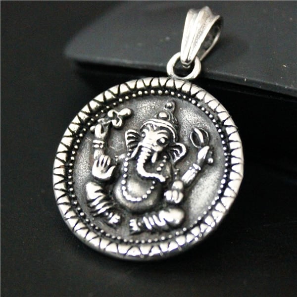 India Ganesha Silver Pendant for Men
