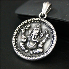 India Ganesha Silver Pendant for Men