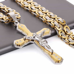 Men's Cross Shaped Crystal Necklace