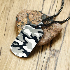 Necklace for Men with Camouflaged Dog Tag Pendant