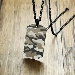 Necklace for Men with Camouflaged Dog Tag Pendant