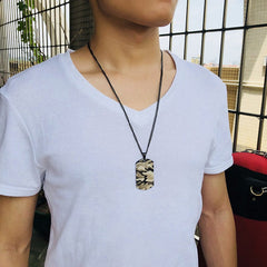 Necklace for Men with Camouflaged Dog Tag Pendant