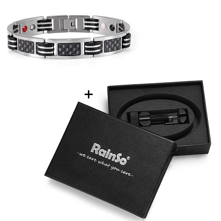 Men's Carbon Fiber Detail Magnetic Bracelet