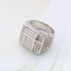 Men's Iced Out Wide Cubic Zirconia Rings