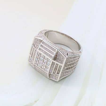 Men's Iced Out Wide Cubic Zirconia Rings