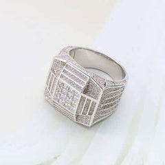 Men's Iced Out Wide Cubic Zirconia Rings