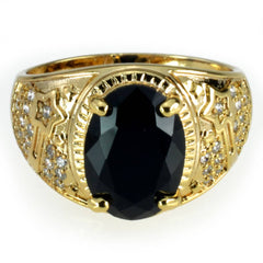 Men's Fashion Gold Ring with Black Stone