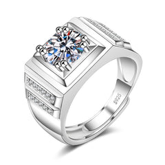 Men's Luxury Black and Silver Ring