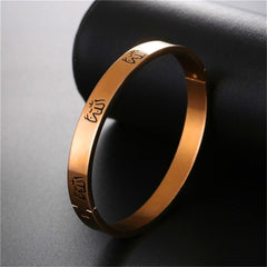 Men's Islamic Engraving Stainless Steel Bangle Bracelet