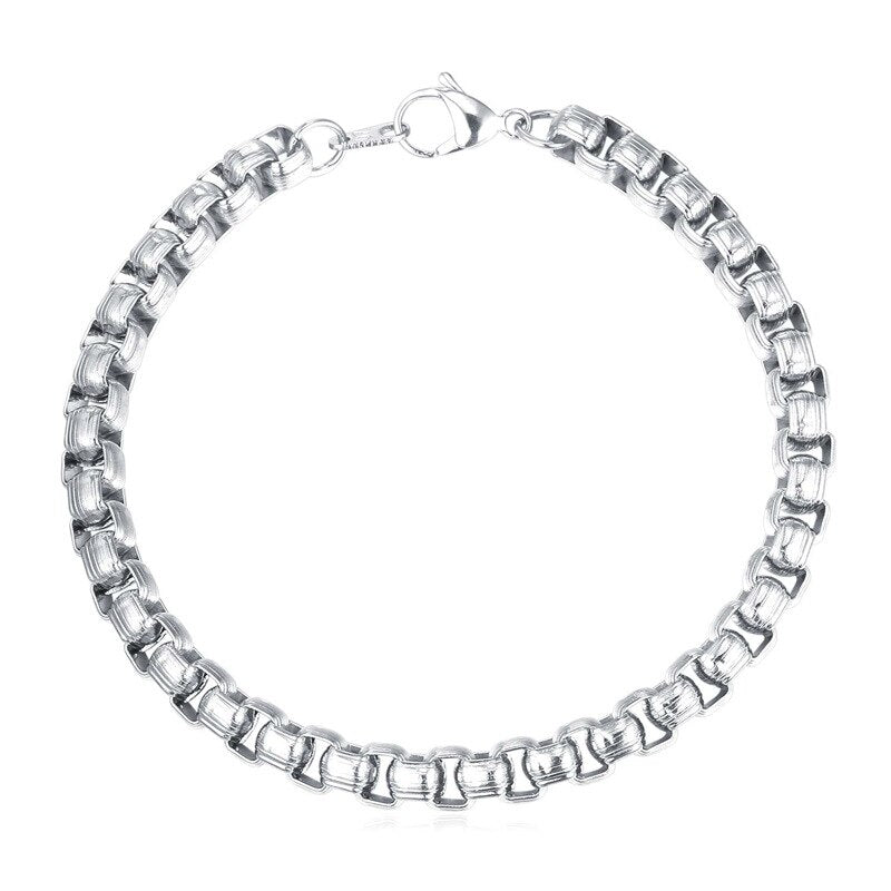 Casual Steel Box Chain Link Men's Bracelet