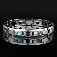 Men's Natural Shell and Tungsten Steel Bracelet