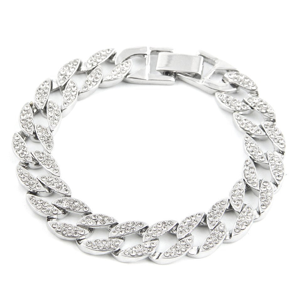 Men's Iced Out Link Chain Rhinestones Bracelets