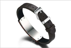 Fashion Link Chain Men's Genuine Leather Bracelet