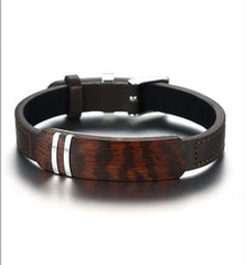 Fashion Link Chain Men's Genuine Leather Bracelet