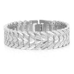 Men's Wide Heart Patterned Link Bracelet