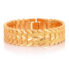 Men's Wide Heart Patterned Link Bracelet