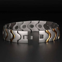 Men's Golden Wave Wide Magnetic Bracelet
