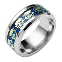 Men's Punk Style Stainless Steel Ring with Skull Themed Pattern