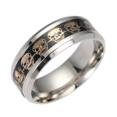 Men's Punk Style Stainless Steel Ring with Skull Themed Pattern