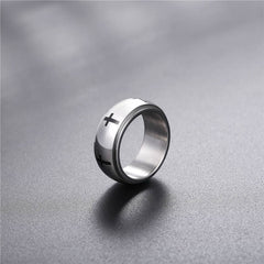 Enamel Cross Design Steel Men's Band Ring