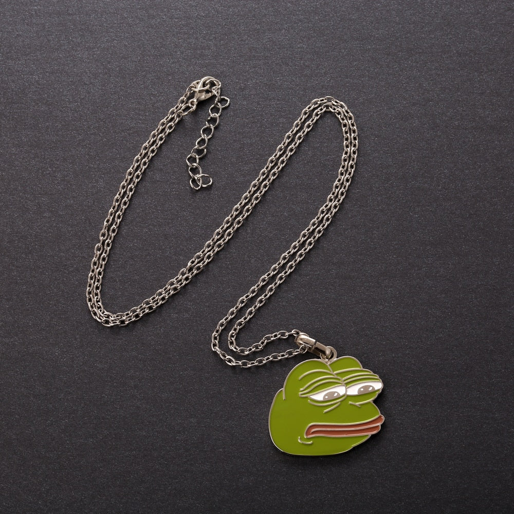 Sad Pepe Frog Pendant Necklace
