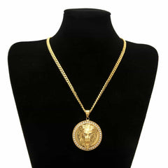 Men's Hip Hop Iced Out Lion Head Pendant Necklaces