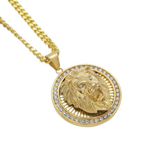 Men's Hip Hop Iced Out Lion Head Pendant Necklaces