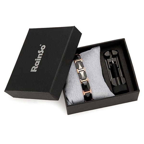 Men's Black Solid Ceramic Magnetic Bracelet