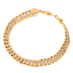 Two-Tone Curb Chain Link Men's Bracelet