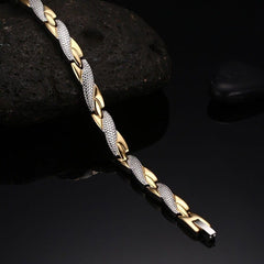 Men's Silver and Gold Magnetic Bracelet
