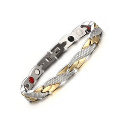 Men's Silver and Gold Magnetic Bracelet