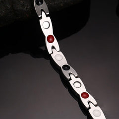 Men's Silver and Gold Magnetic Bracelet