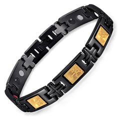 Men's Black and Gold Design Buddha Bracelet