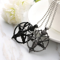 Men's Gothic Style Chain Necklace with Pentagram Themed Pendant