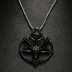 Men's Gothic Style Chain Necklace with Pentagram Themed Pendant