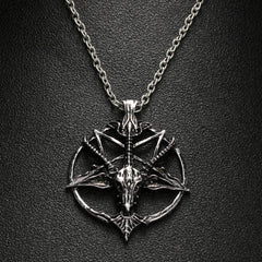 Men's Gothic Style Chain Necklace with Pentagram Themed Pendant